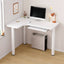 White Corner Computer Desk with Storage and Cable Management