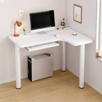 White Corner Computer Desk with Storage and Cable Management