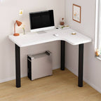 White Corner Computer Desk with Storage and Cable Management