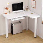 White Corner Computer Desk with Storage and Cable Management Main Product Image