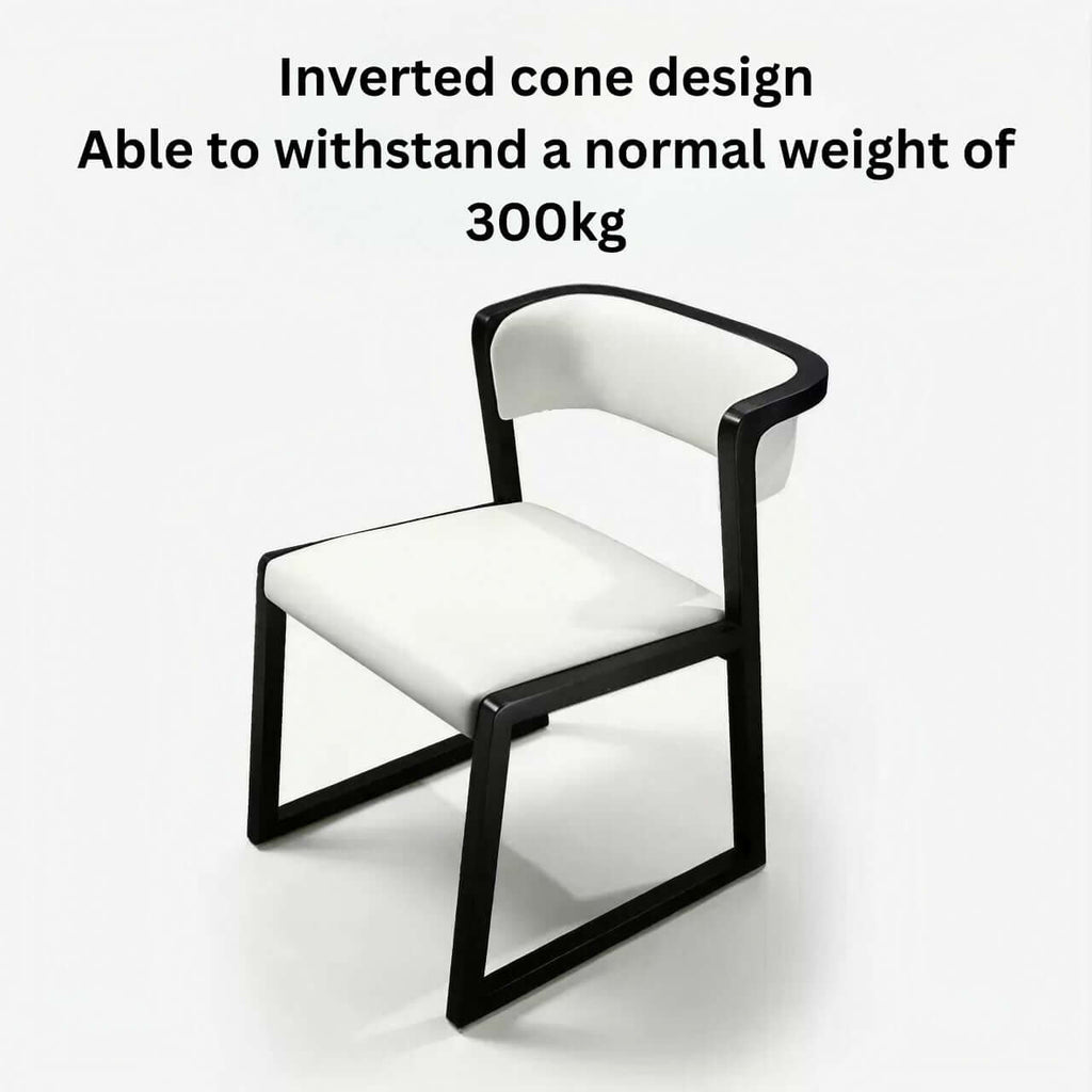 Modern white leather dining chair with durable seat and solid wood frame