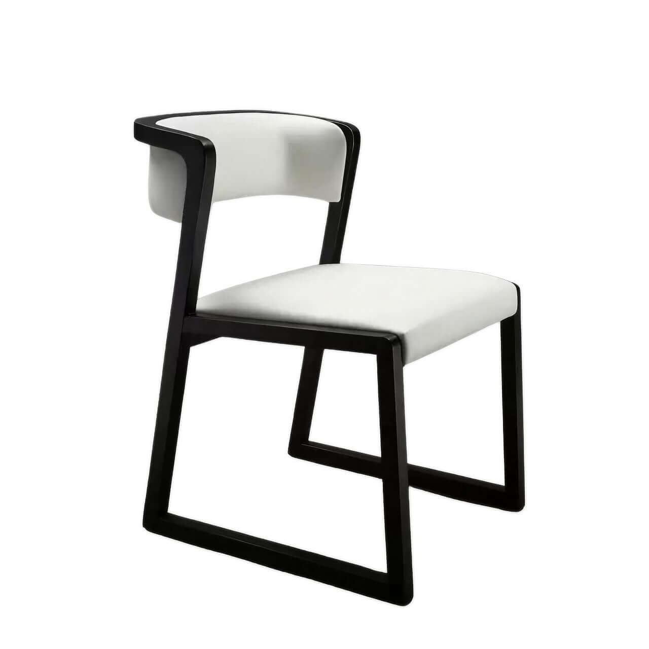 Modern white leather dining chair with durable seat and solid wood frame