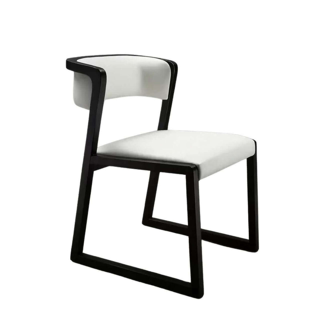 Modern white leather dining chair with durable seat and solid wood frame
