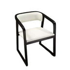 Modern white leather dining chair with durable seat and solid wood frame