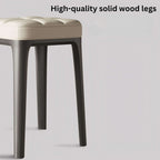 Stackable single square stool chair with white durable leather and solid wood frame