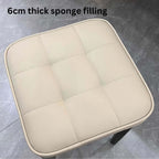 Stackable single square stool chair with white durable leather and solid wood frame