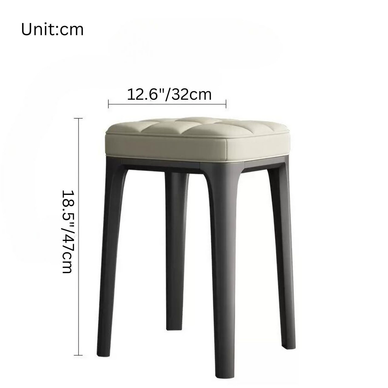 White Durable Leather Solid Wood Stackable Single Square Stool Chair