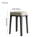 Stackable single square stool chair with white durable leather and solid wood frame dimensions