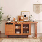 White Expandable Sideboard With Table And Cabinet