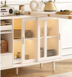 White Expandable Sideboard With Table And Cabinet