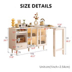 White Expandable Sideboard With Table And Cabinet