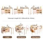 White Expandable Sideboard With Table And Cabinet