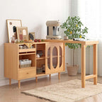 White Expandable Sideboard With Table And Cabinet