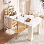 White Extendable Dining Table With Rock Slab Top