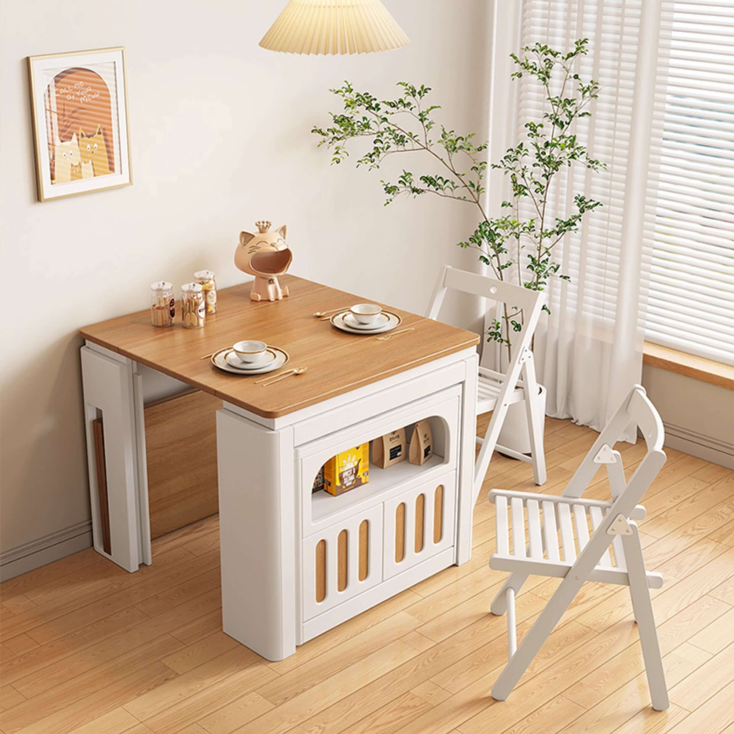 White Extendable Dining Table With Rock Slab Top