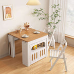 White Extendable Dining Table With Rock Slab Top