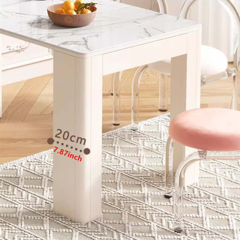 White Extendable Dining Table With Rock Slab Top