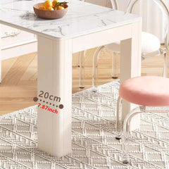 White Extendable Dining Table With Rock Slab Top