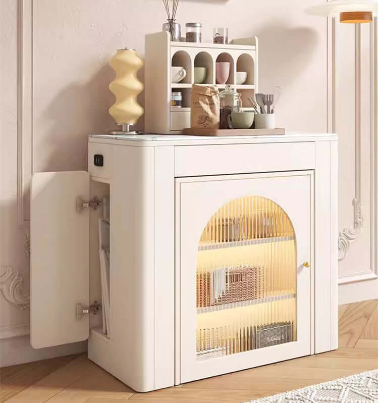 White Extendable Dining Table With Rock Slab Top