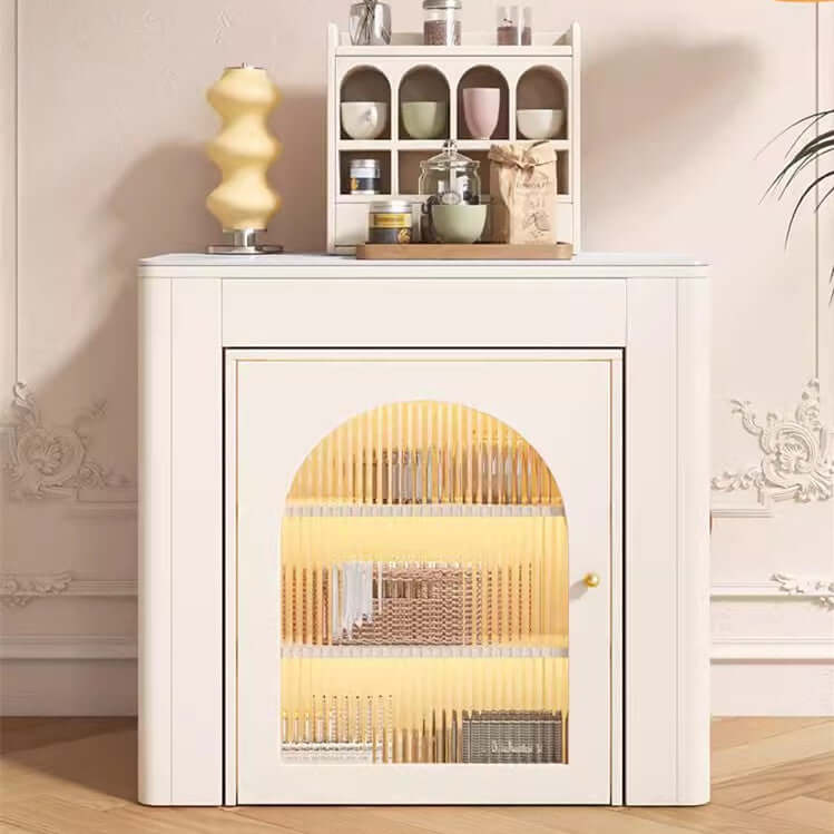 Weißer Ausziehbarer Esstisch Mit Steinplatte Zweitbild