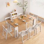 White Extendable Dining Table With Rock Slab Top