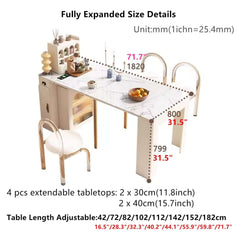 White Extendable Dining Table With Rock Slab Top