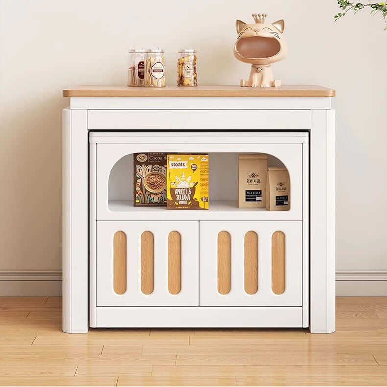 White Extendable Dining Table With Rock Slab Top