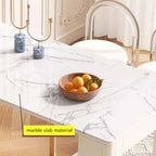 White Extendable Dining Table With Rock Slab Top