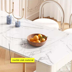 White Extendable Dining Table With Rock Slab Top