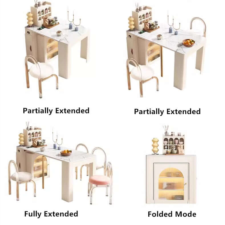 White Extendable Dining Table With Rock Slab Top Main Product Image Hauptbild