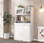 White Foldable Dining Set With Cabinet & 4 Chairs