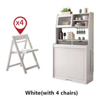White Foldable Dining Set With Cabinet & 4 Chairs