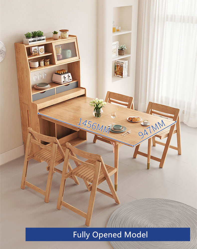 White Foldable Dining Table Set With 4 Chairs