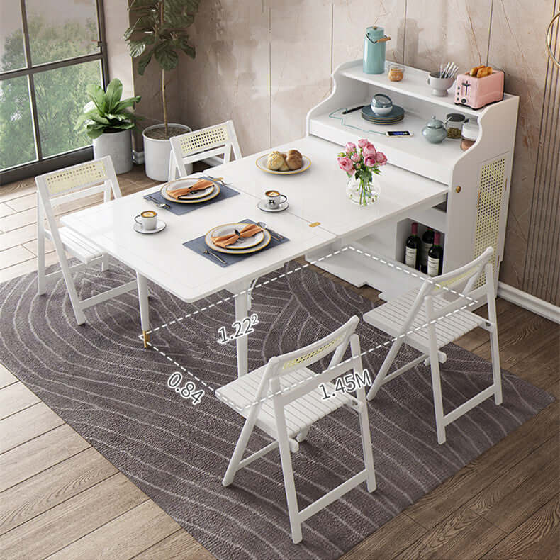White Foldable Dining Table Set With 4 Chairs Secondary image