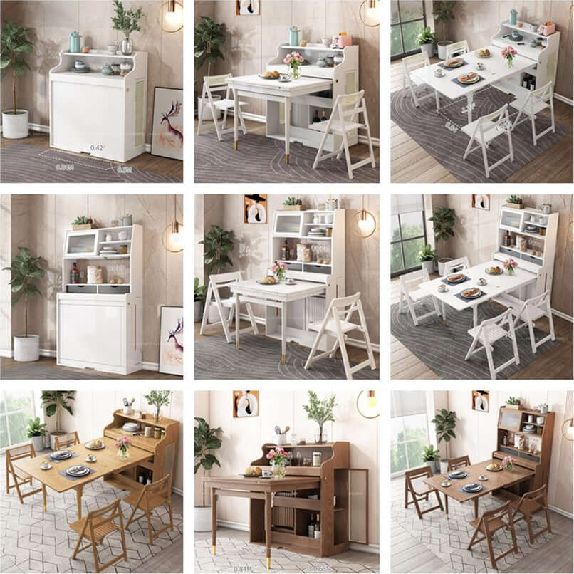 White Foldable Dining Table Set With 4 Chairs Main Product Image