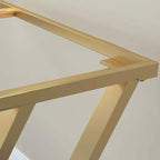 White & Gold Home Office Desk with Storage Drawer