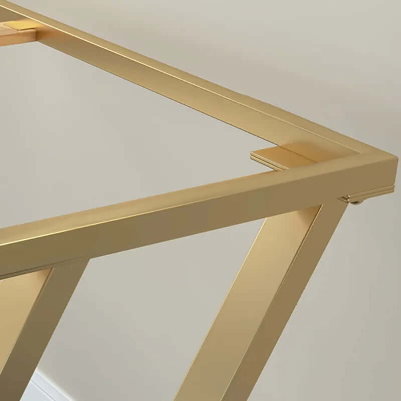 White & Gold Home Office Desk with Storage Drawer