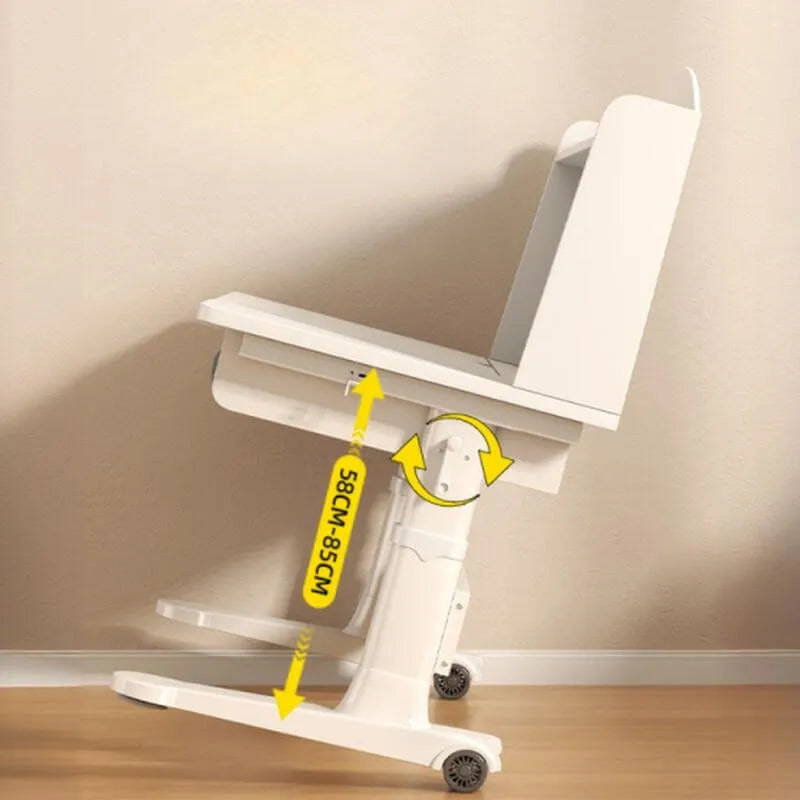 White Kids Writing Desk with Pegboard, Adjustable Height & Storage Options サブ画像