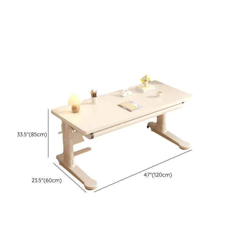 White Kids Writing Desk with Pegboard, Adjustable Height & Storage Options Dimensions