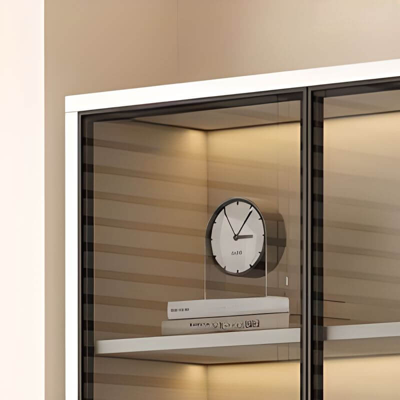 White L-Shaped Kids Writing Desk with Integrated Bookcase and LED Lighting