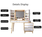 White Makeup Vanity Table with Mirror and Storage Drawers