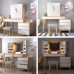 White Makeup Vanity Table with Mirror and Storage Drawers Main Product Image