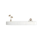 White Modern Wall-Mounted TV Stand with Drawers and Glass Doors