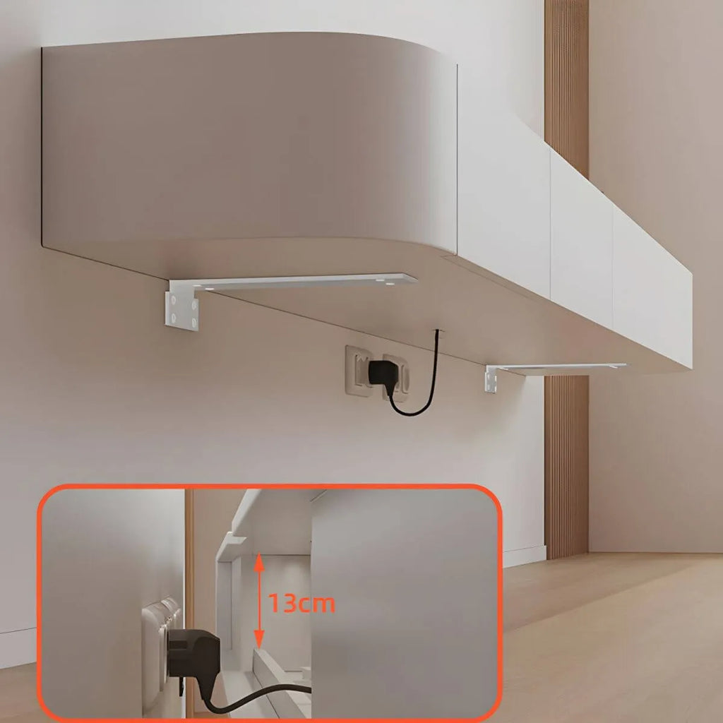 White Modern Wall-Mounted TV Stand with Drawers and Glass Doors