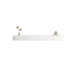 White Modern Wall-Mounted TV Stand with Drawers and Glass Doors