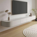 White Modern Wall-Mounted TV Stand with Drawers and Glass Doors Main Product Image