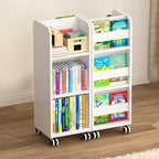 White Modern Wood Vertical Bookshelf with Adjustable Shelves