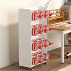White Modern Wood Vertical Bookshelf with Adjustable Shelves
