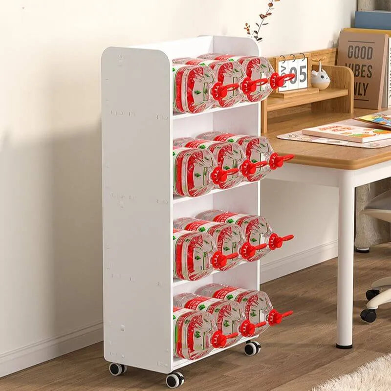 White Modern Wood Vertical Bookshelf with Adjustable Shelves