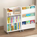 White Modern Wood Vertical Bookshelf with Adjustable Shelves